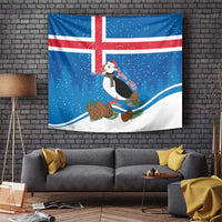 Personalised Iceland Christmas Tapestry Puffin Santa Winter Flag Style - Wonder Print Shop