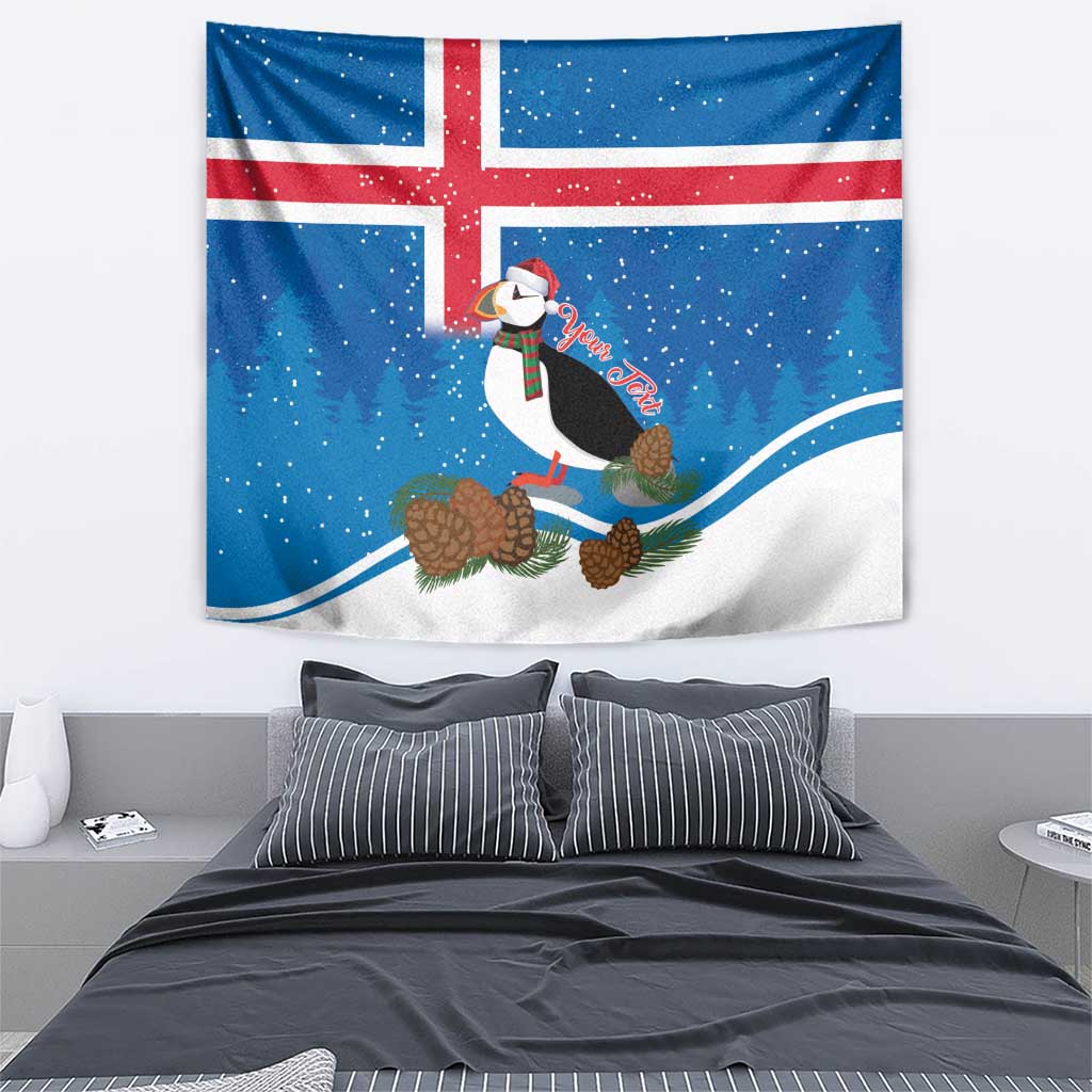 Personalised Iceland Christmas Tapestry Puffin Santa Winter Flag Style - Wonder Print Shop