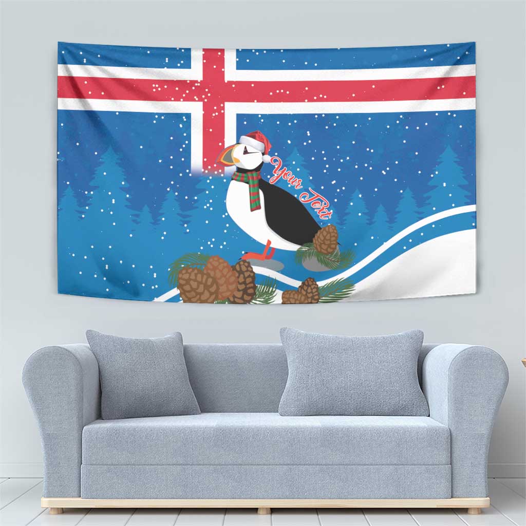 Personalised Iceland Christmas Tapestry Puffin Santa Winter Flag Style - Wonder Print Shop