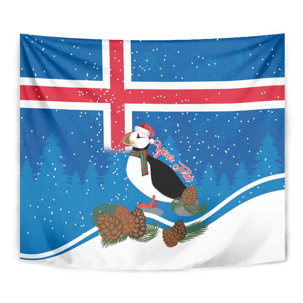Personalised Iceland Christmas Tapestry Puffin Santa Winter Flag Style - Wonder Print Shop