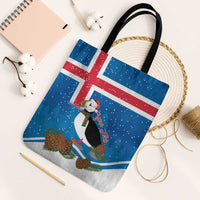 Personalised Iceland Christmas Tote Bag Puffin Santa Winter Flag Style - Wonder Print Shop