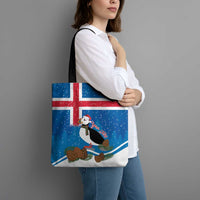Personalised Iceland Christmas Tote Bag Puffin Santa Winter Flag Style - Wonder Print Shop