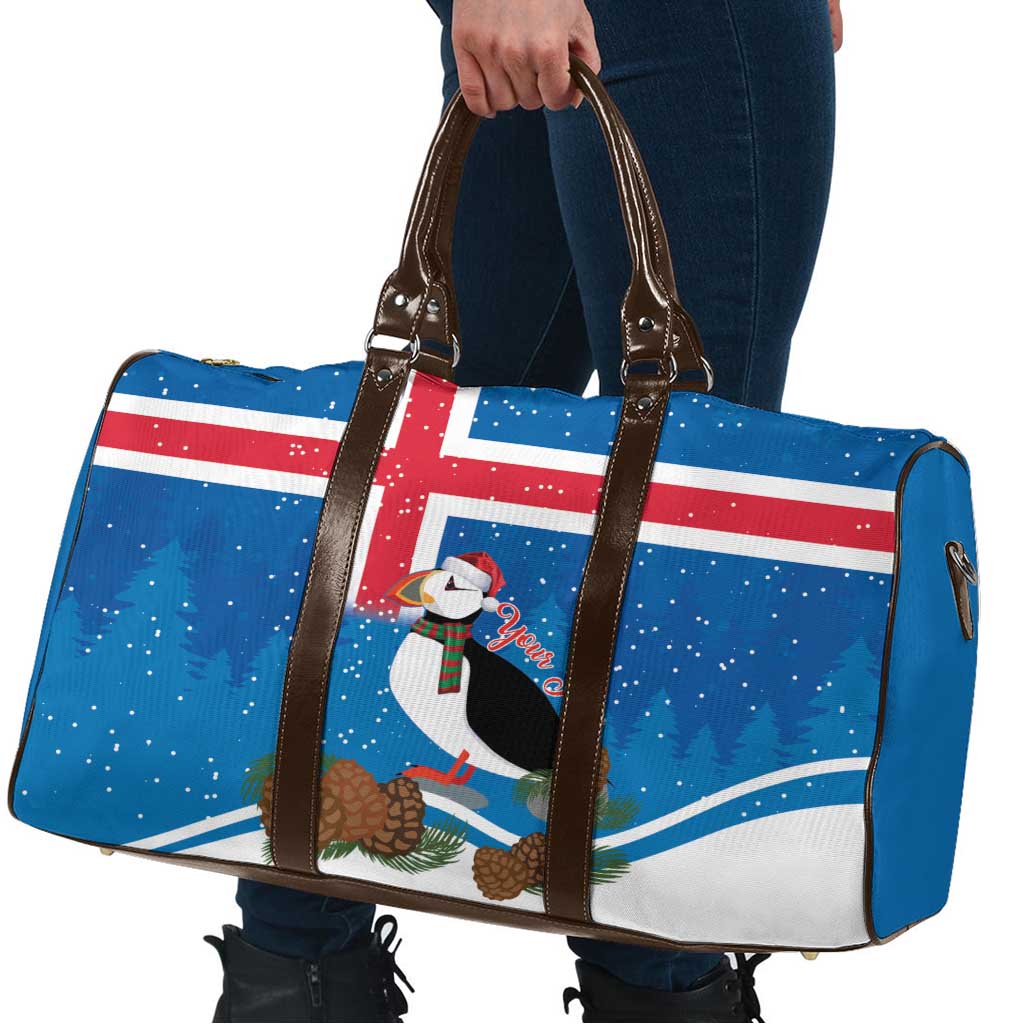 Personalised Iceland Christmas Travel Bag Puffin Santa Winter Flag Style - Wonder Print Shop