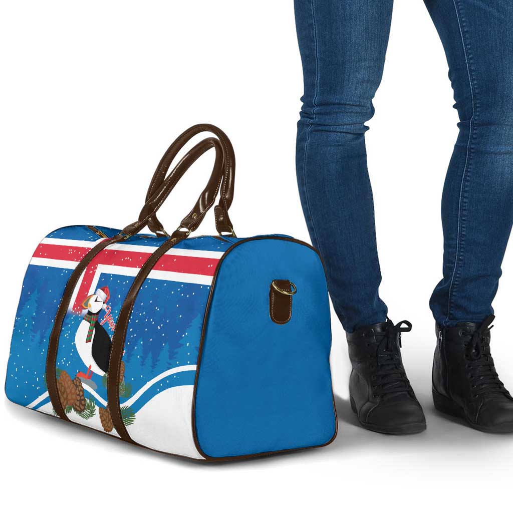 Personalised Iceland Christmas Travel Bag Puffin Santa Winter Flag Style - Wonder Print Shop