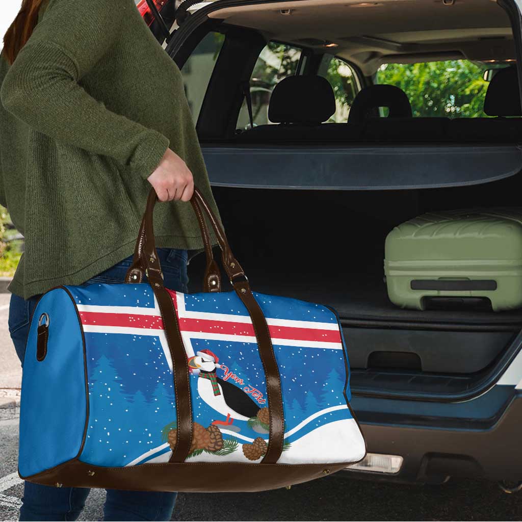 Personalised Iceland Christmas Travel Bag Puffin Santa Winter Flag Style - Wonder Print Shop