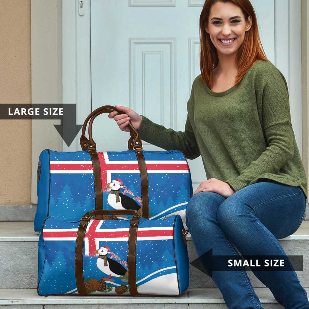 Personalised Iceland Christmas Travel Bag Puffin Santa Winter Flag Style - Wonder Print Shop
