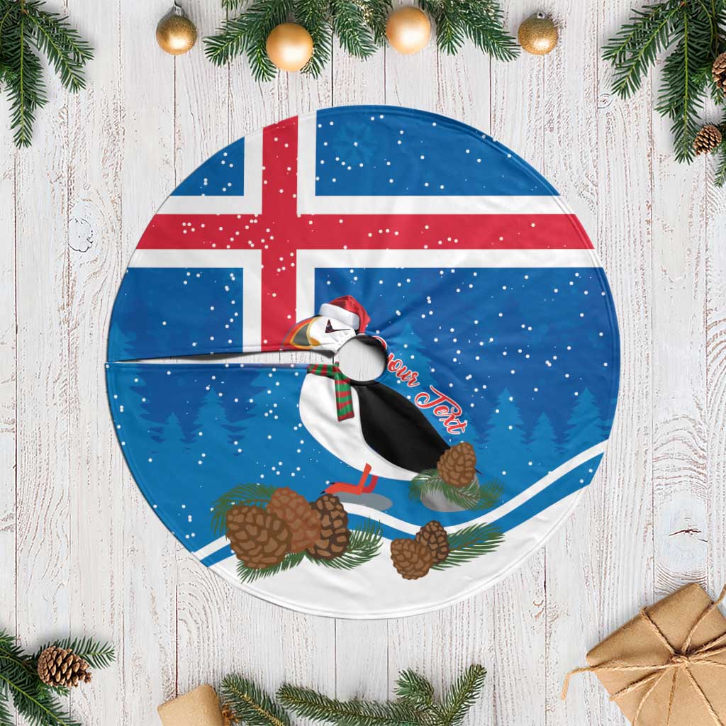 Personalised Iceland Christmas Tree Skirt Puffin Santa Winter Flag Style - Wonder Print Shop