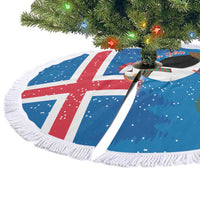 Personalised Iceland Christmas Tree Skirt Puffin Santa Winter Flag Style - Wonder Print Shop