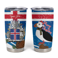 Personalised Iceland Christmas Tumbler Cup Puffin Santa Winter Flag Style - Wonder Print Shop