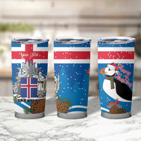 Personalised Iceland Christmas Tumbler Cup Puffin Santa Winter Flag Style - Wonder Print Shop