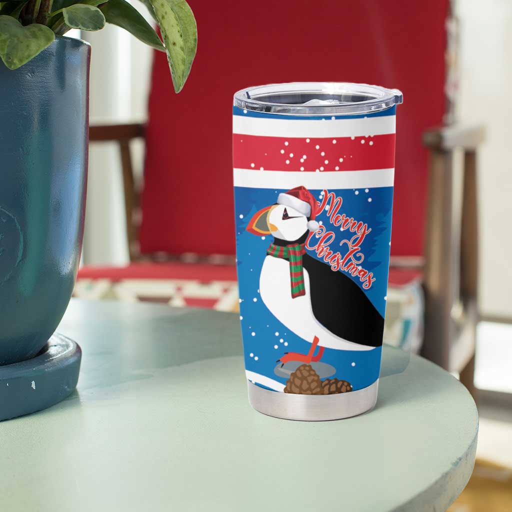 Personalised Iceland Christmas Tumbler Cup Puffin Santa Winter Flag Style - Wonder Print Shop