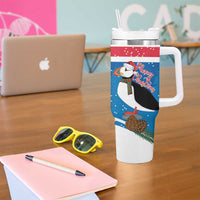 Personalised Iceland Christmas Tumbler With Handle Puffin Santa Winter Flag Style - Wonder Print Shop