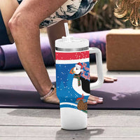 Personalised Iceland Christmas Tumbler With Handle Puffin Santa Winter Flag Style - Wonder Print Shop