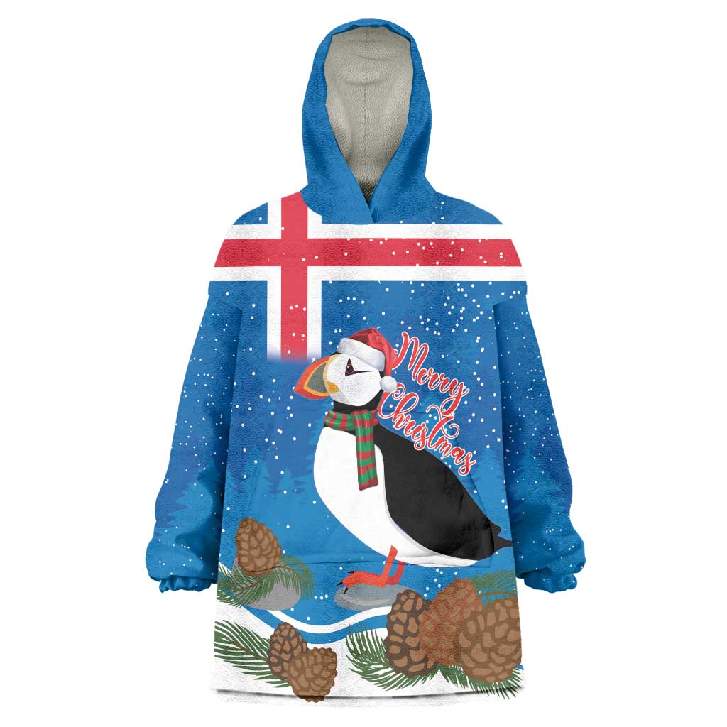 Personalised Iceland Christmas Wearable Blanket Hoodie Puffin Santa Winter Flag Style - Wonder Print Shop