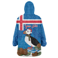Personalised Iceland Christmas Wearable Blanket Hoodie Puffin Santa Winter Flag Style - Wonder Print Shop
