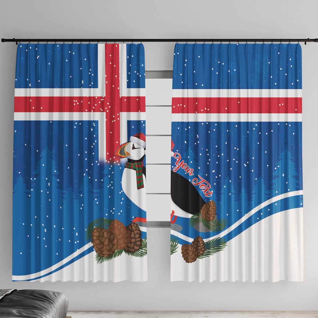 Personalised Iceland Christmas Window Curtain Puffin Santa Winter Flag Style - Wonder Print Shop