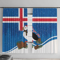 Personalised Iceland Christmas Window Curtain Puffin Santa Winter Flag Style - Wonder Print Shop