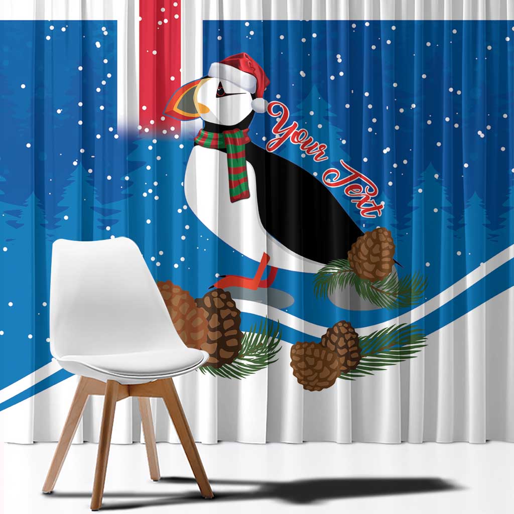 Personalised Iceland Christmas Window Curtain Puffin Santa Winter Flag Style - Wonder Print Shop