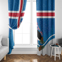 Personalised Iceland Christmas Window Curtain Puffin Santa Winter Flag Style - Wonder Print Shop