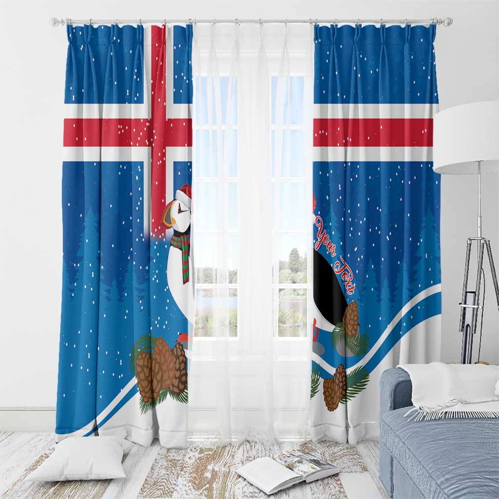 Personalised Iceland Christmas Window Curtain Puffin Santa Winter Flag Style - Wonder Print Shop