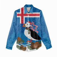 Personalised Iceland Christmas Women Casual Shirt Puffin Santa Winter Flag Style - Wonder Print Shop