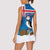 Personalised Iceland Christmas Women Sleeveless Polo Shirt Puffin Santa Winter Flag Style - Wonder Print Shop