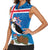 Personalised Iceland Christmas Women Sleeveless Polo Shirt Puffin Santa Winter Flag Style - Wonder Print Shop