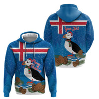 Personalised Iceland Christmas Zip Hoodie Puffin Santa Winter Flag Style - Wonder Print Shop