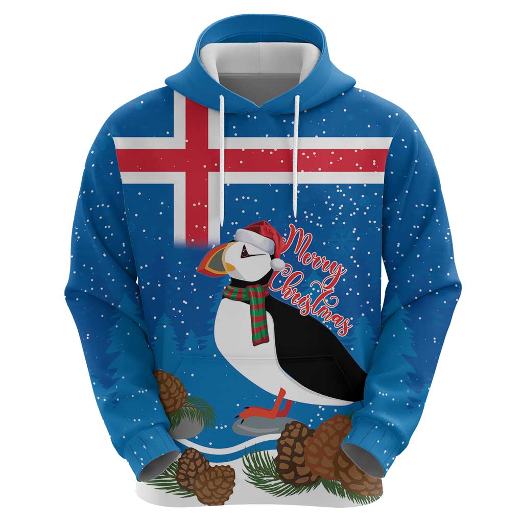 Personalised Iceland Christmas Zip Hoodie Puffin Santa Winter Flag Style - Wonder Print Shop