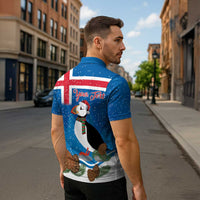Personalised Iceland Christmas Zipper Polo Shirt Puffin Santa Winter Flag Style - Wonder Print Shop