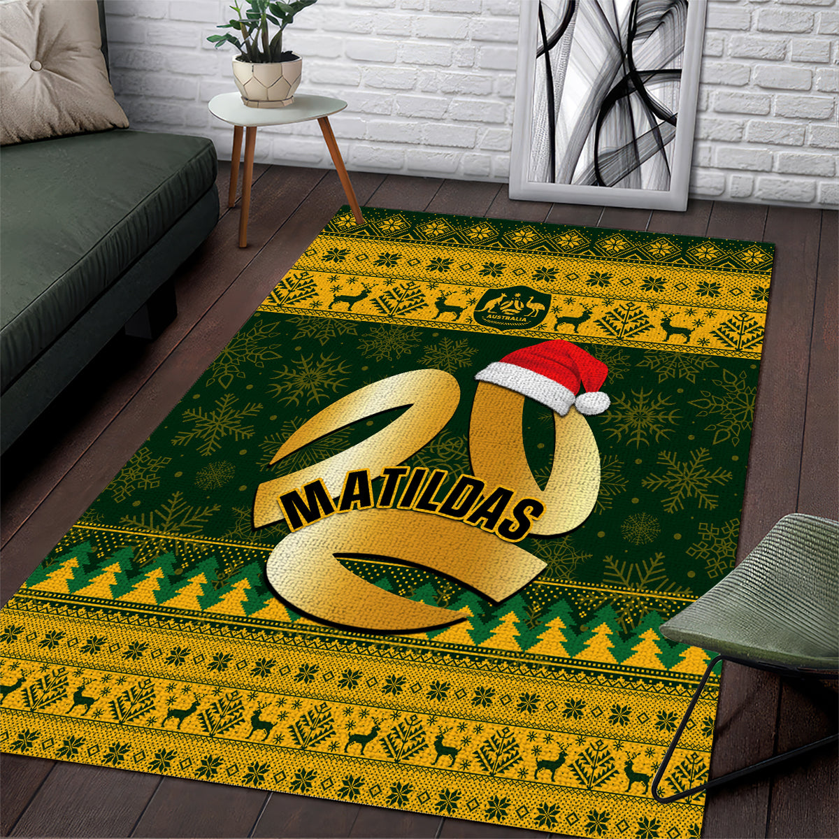Australia Matildas Christmas Area Rug Merry Xmas 2023 National Color - Wonder Print Shop
