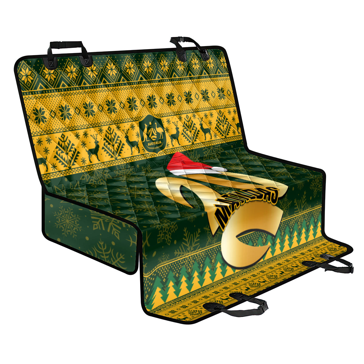 Australia Matildas Christmas Back Car Seat Cover Merry Xmas 2023 National Color - Wonder Print Shop