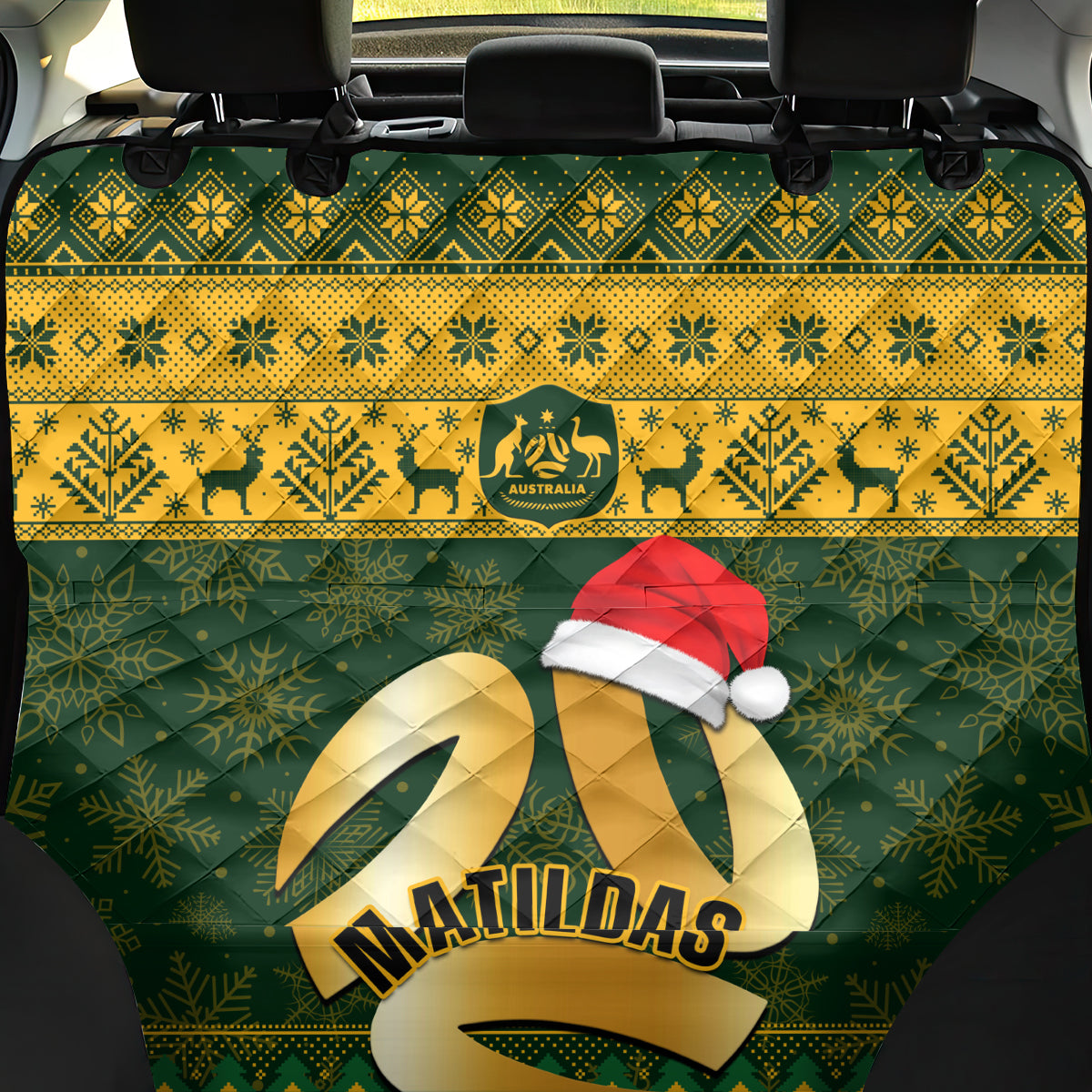 Australia Matildas Christmas Back Car Seat Cover Merry Xmas 2023 National Color - Wonder Print Shop