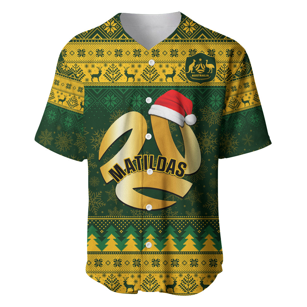 Personalised Australia Matildas Christmas Baseball Jersey Merry Xmas 2023 National Color - Wonder Print Shop