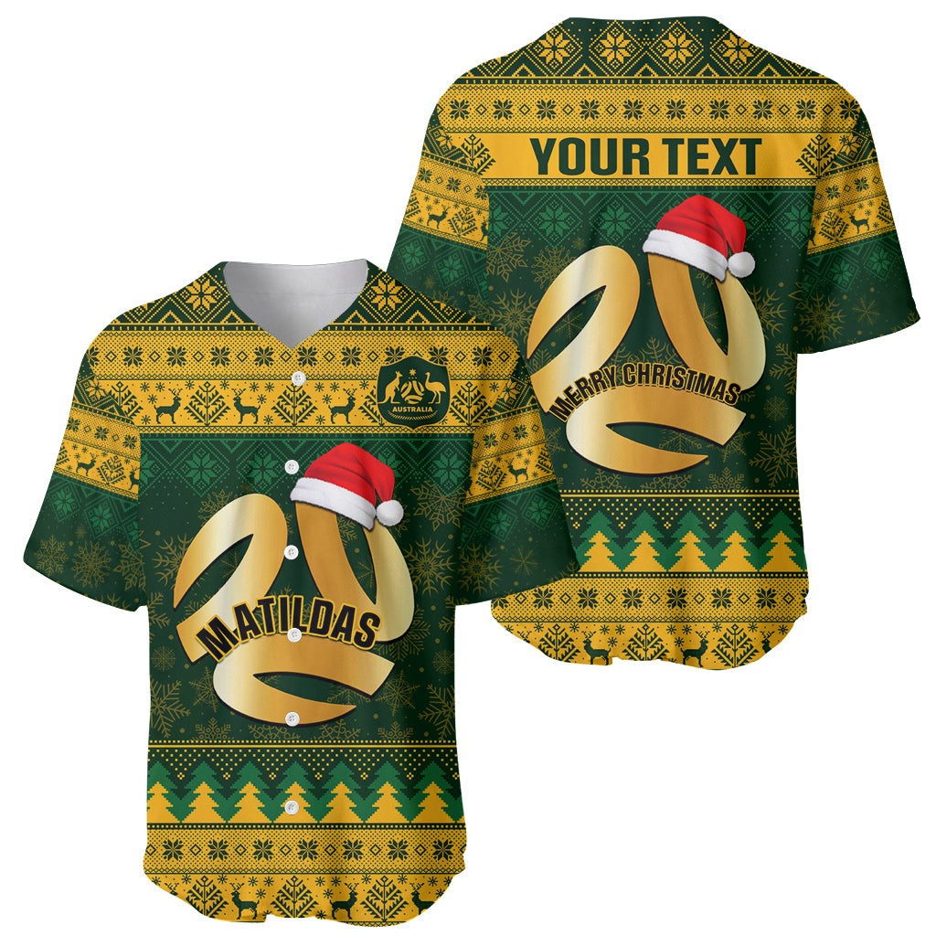Personalised Australia Matildas Christmas Baseball Jersey Merry Xmas 2023 National Color - Wonder Print Shop