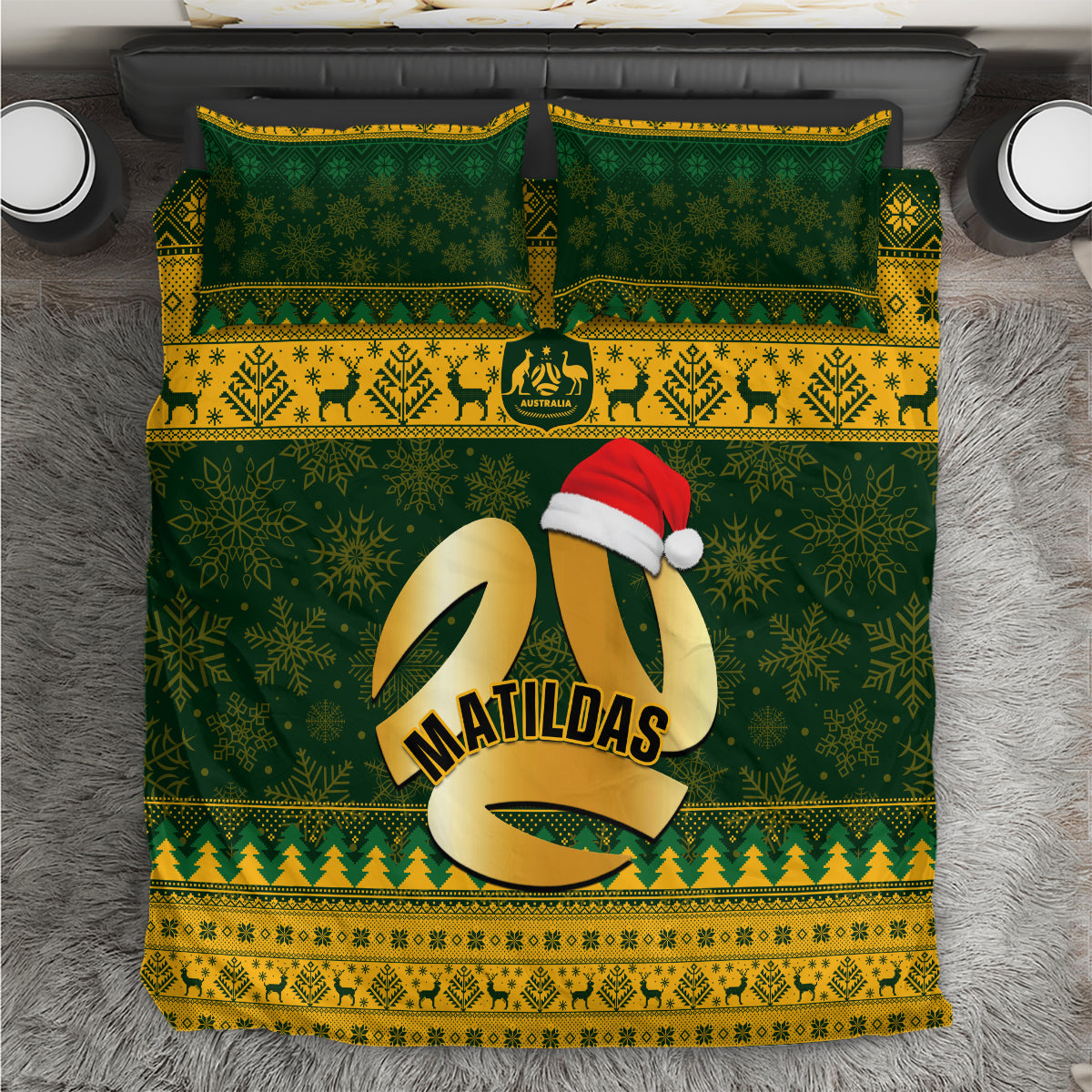 Australia Matildas Christmas Bedding Set Merry Xmas 2023 National Color - Wonder Print Shop