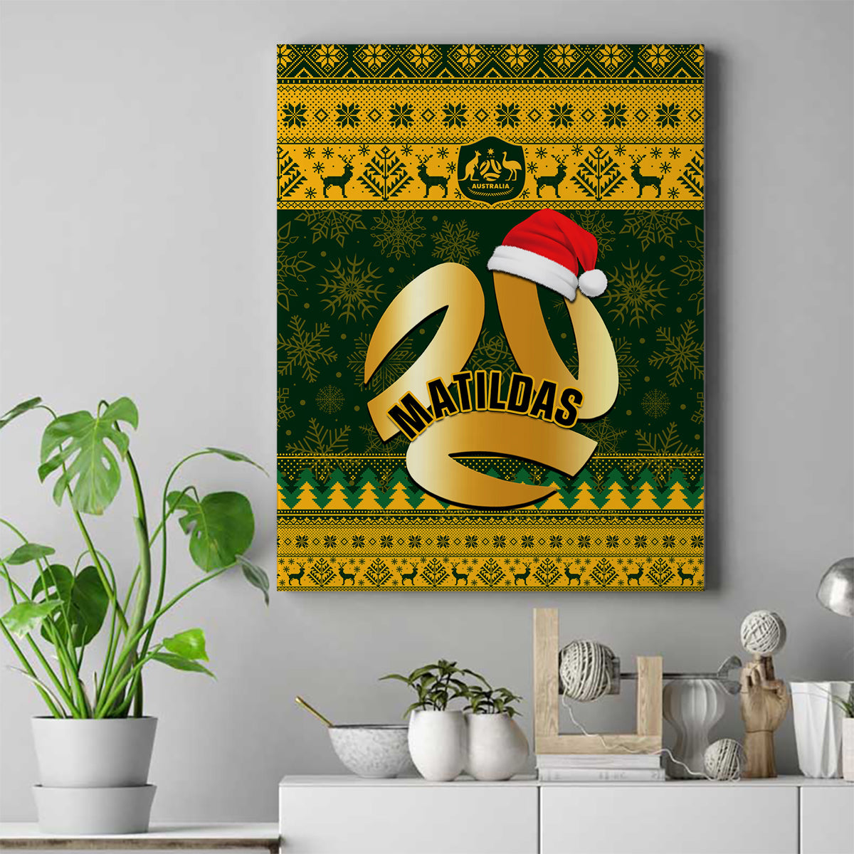Australia Matildas Christmas Canvas Wall Art Merry Xmas 2023 National Color - Wonder Print Shop