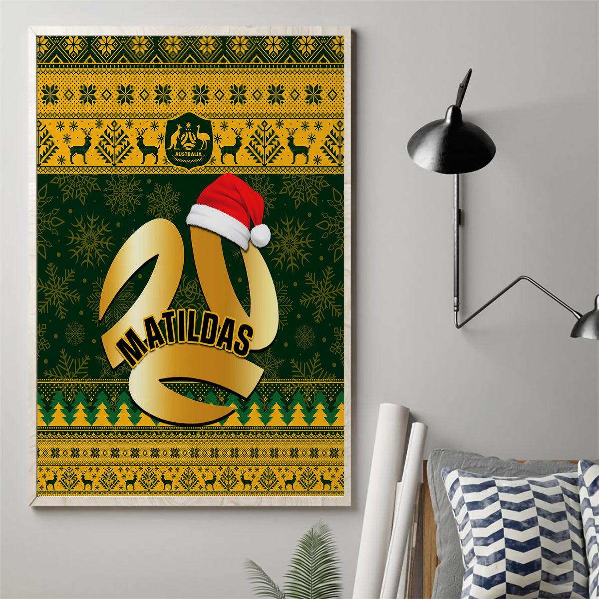 Australia Matildas Christmas Canvas Wall Art Merry Xmas 2023 National Color - Wonder Print Shop