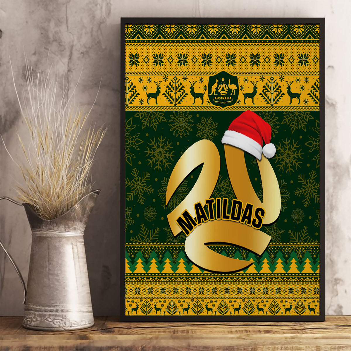 Australia Matildas Christmas Canvas Wall Art Merry Xmas 2023 National Color - Wonder Print Shop