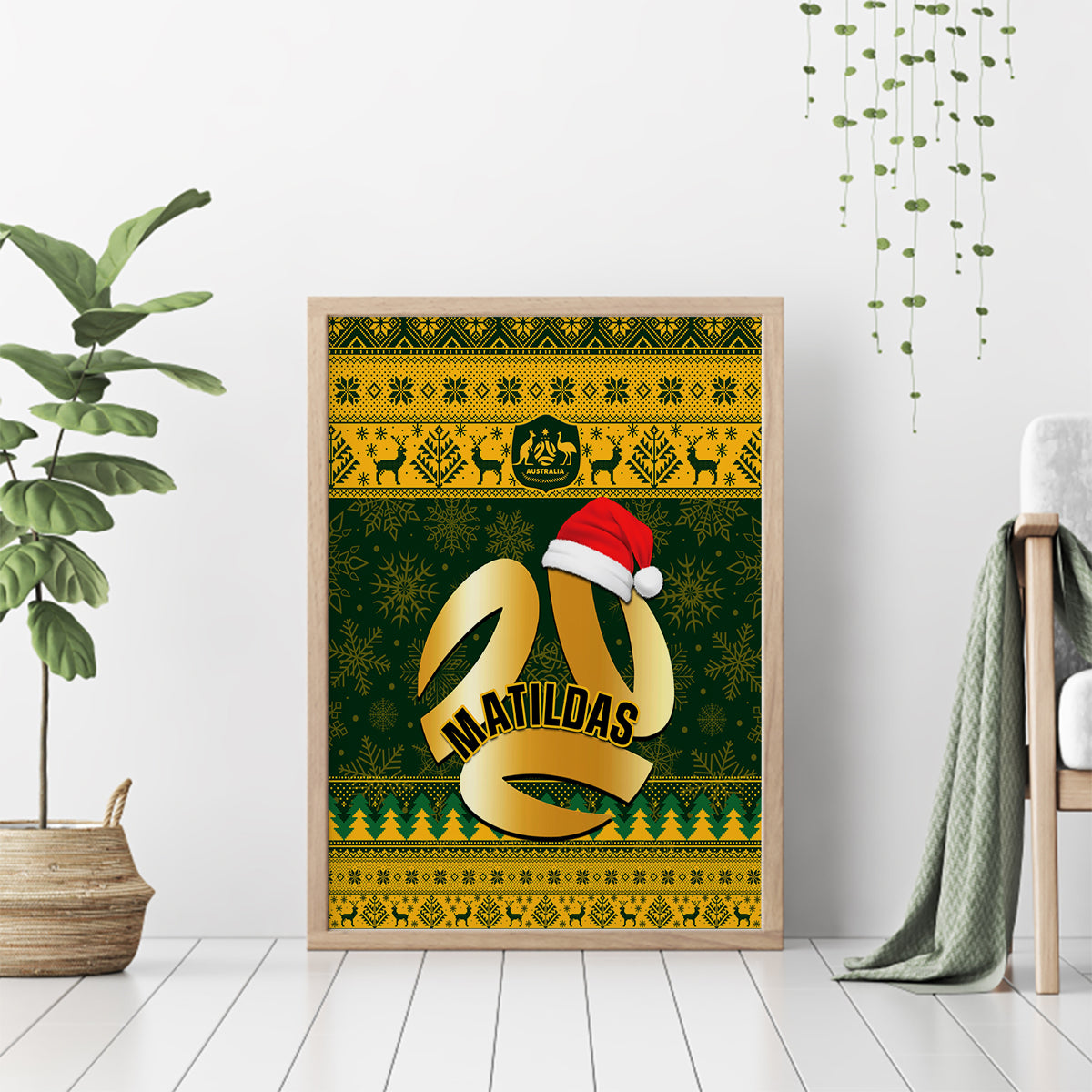 Australia Matildas Christmas Canvas Wall Art Merry Xmas 2023 National Color - Wonder Print Shop