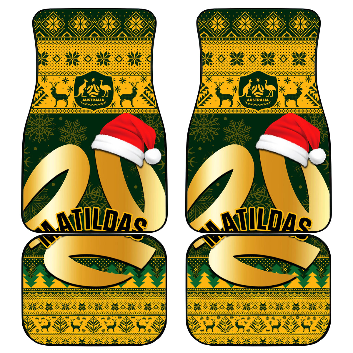 Australia Matildas Christmas Car Mats Merry Xmas 2023 National Color - Wonder Print Shop