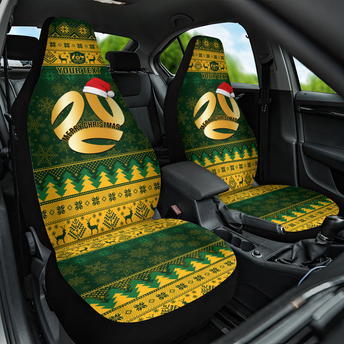 Personalised Australia Matildas Christmas Car Seat Cover Merry Xmas 2023 National Color - Wonder Print Shop