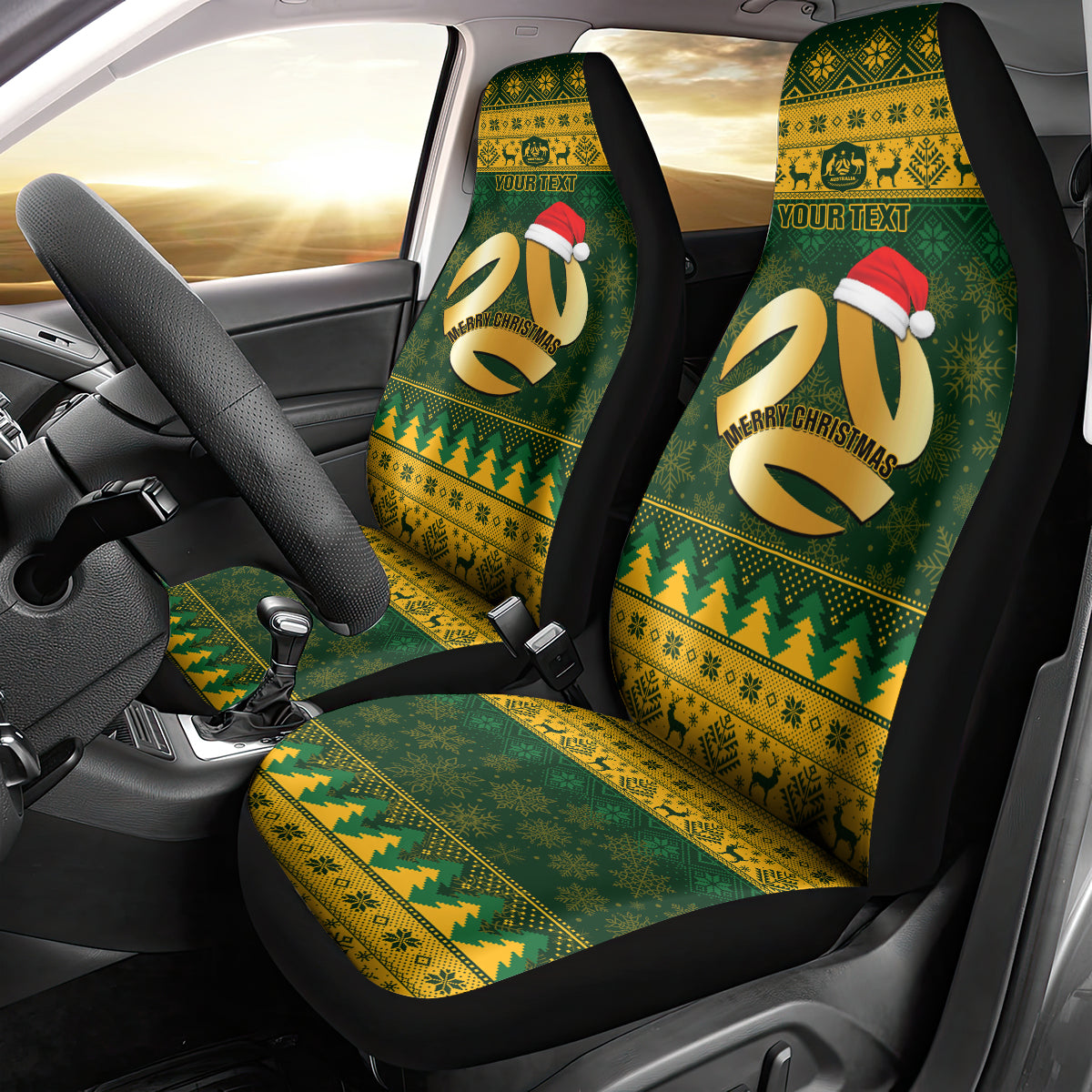 Personalised Australia Matildas Christmas Car Seat Cover Merry Xmas 2023 National Color - Wonder Print Shop