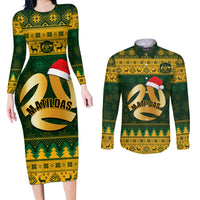 Personalised Australia Matildas Christmas Couples Matching Long Sleeve Bodycon Dress and Long Sleeve Button Shirts Merry Xmas 2023 National Color - Wonder Print Shop