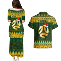 Personalised Australia Matildas Christmas Couples Matching Puletasi Dress and Hawaiian Shirt Merry Xmas 2023 National Color - Wonder Print Shop