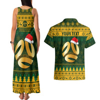 Personalised Australia Matildas Christmas Couples Matching Tank Maxi Dress and Hawaiian Shirt Merry Xmas 2023 National Color - Wonder Print Shop