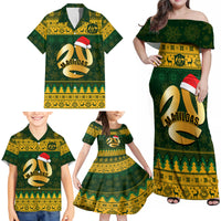 Personalised Australia Matildas Christmas Family Matching Off Shoulder Maxi Dress and Hawaiian Shirt Merry Xmas 2023 National Color - Wonder Print Shop