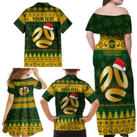 Personalised Australia Matildas Christmas Family Matching Off Shoulder Maxi Dress and Hawaiian Shirt Merry Xmas 2023 National Color - Wonder Print Shop