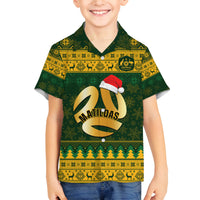 Personalised Australia Matildas Christmas Family Matching Off Shoulder Maxi Dress and Hawaiian Shirt Merry Xmas 2023 National Color - Wonder Print Shop