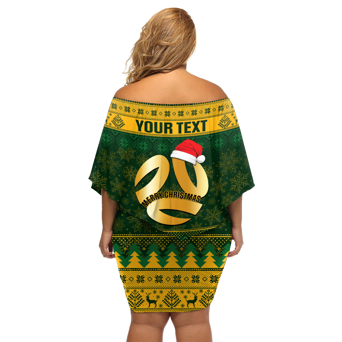 Personalised Australia Matildas Christmas Family Matching Off Shoulder Short Dress and Hawaiian Shirt Merry Xmas 2023 National Color - Wonder Print Shop